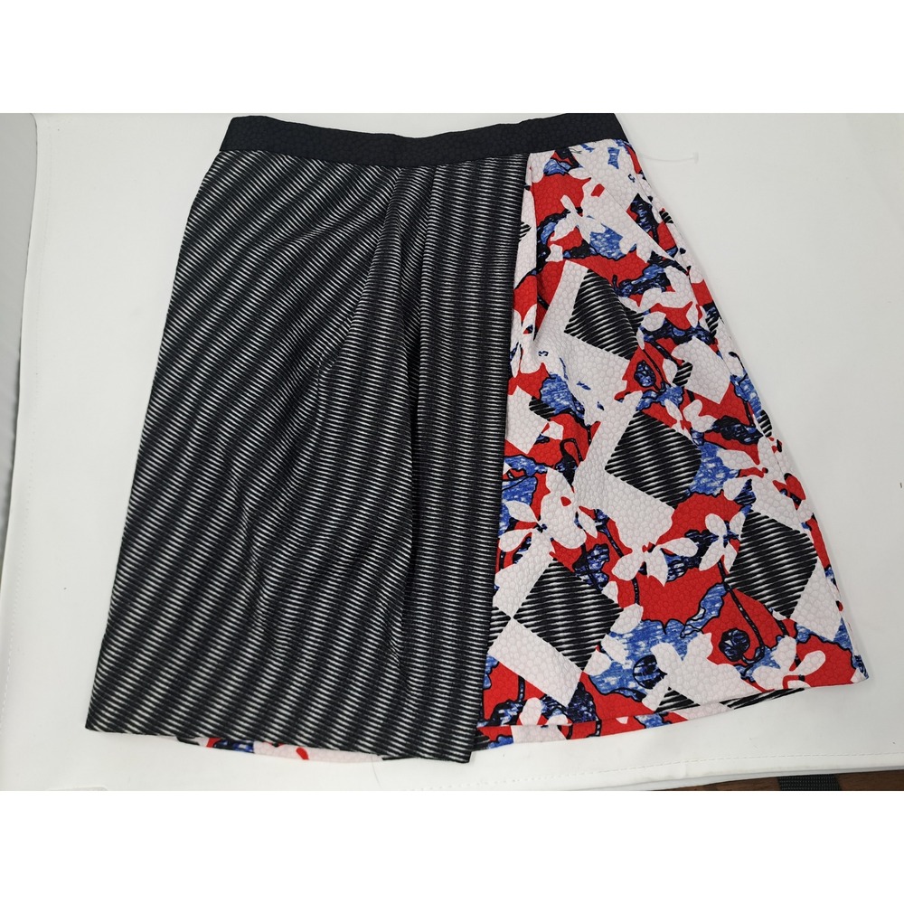 Peter Pilotto Limited Edition Asymmetrical Floral Stripe Print Skirt Womens Sz 8